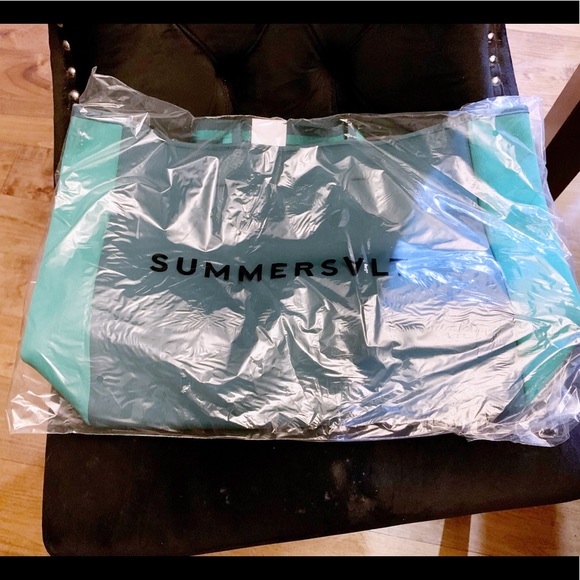 NWT Summersalt Neoprene Beach Tote In Blue/Green - Picture 5 of 5